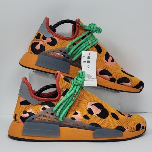 Adidas X Pharrell HU NMD Fred Flintstone Animal Print Orange GZ4439 Mens Size 10 - Picture 1 of 10